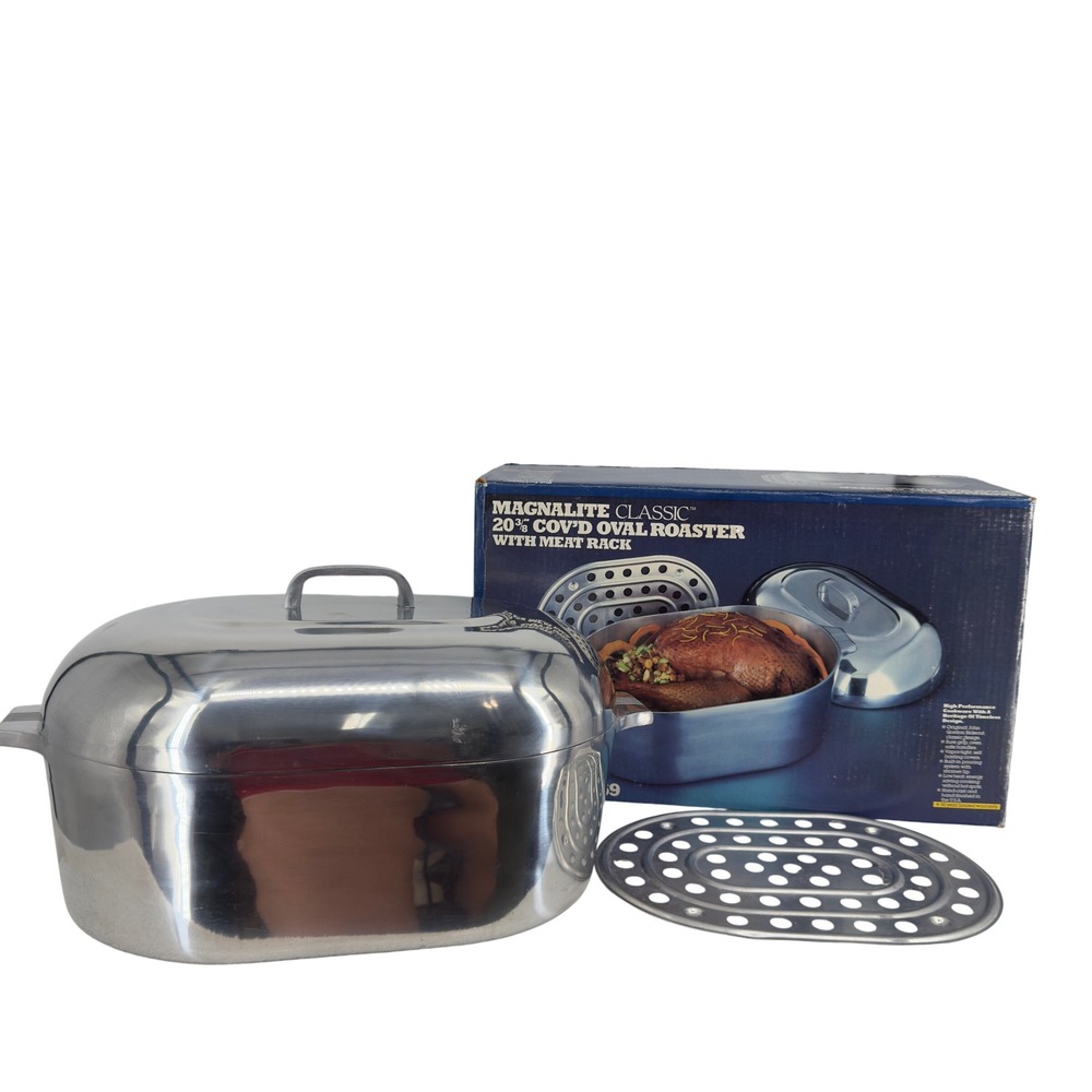 NIB Magnalite Classic 20 3/8 Cov'd Oval Roaster with Meat Rack 4269 GHC USA Made